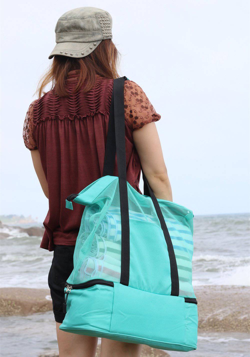 Mesh Beach Tote Bag - Pink_1
