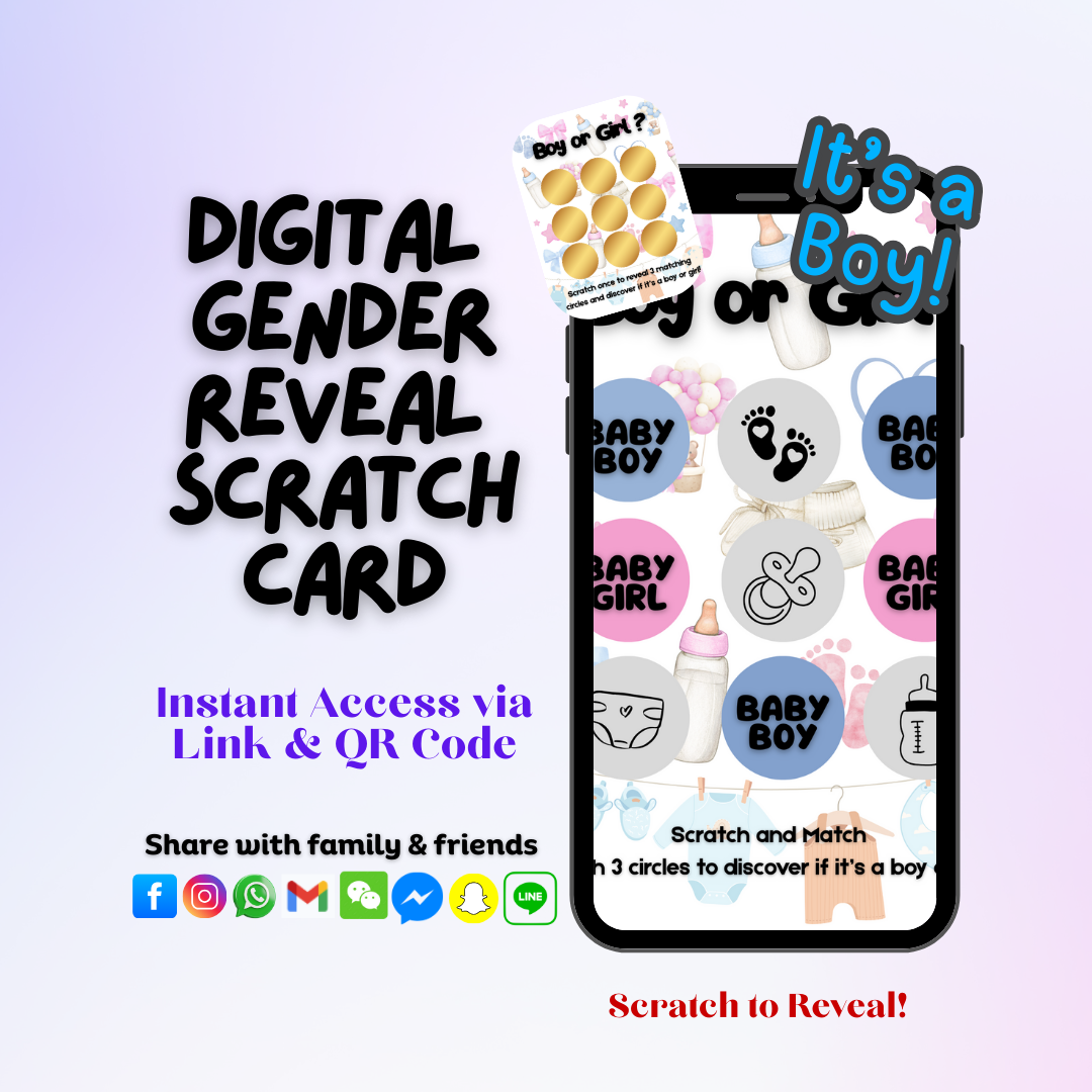 It's a boy Virtual Baby Gender Reveal Game | Boy Scratch Card | Gender Reveal Announcement | Digital Gender Reveal Idea