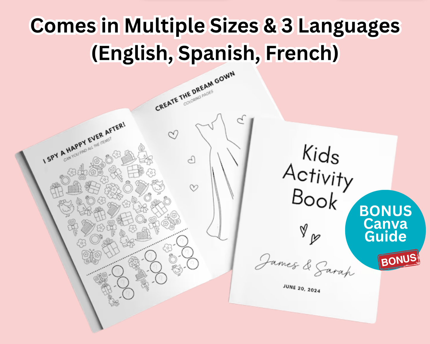 Personalized Wedding Coloring Book for Kids | 40 Editable Pages | Printable Activity Booklet | Custom Wedding Keepsake | DIY Canva Template