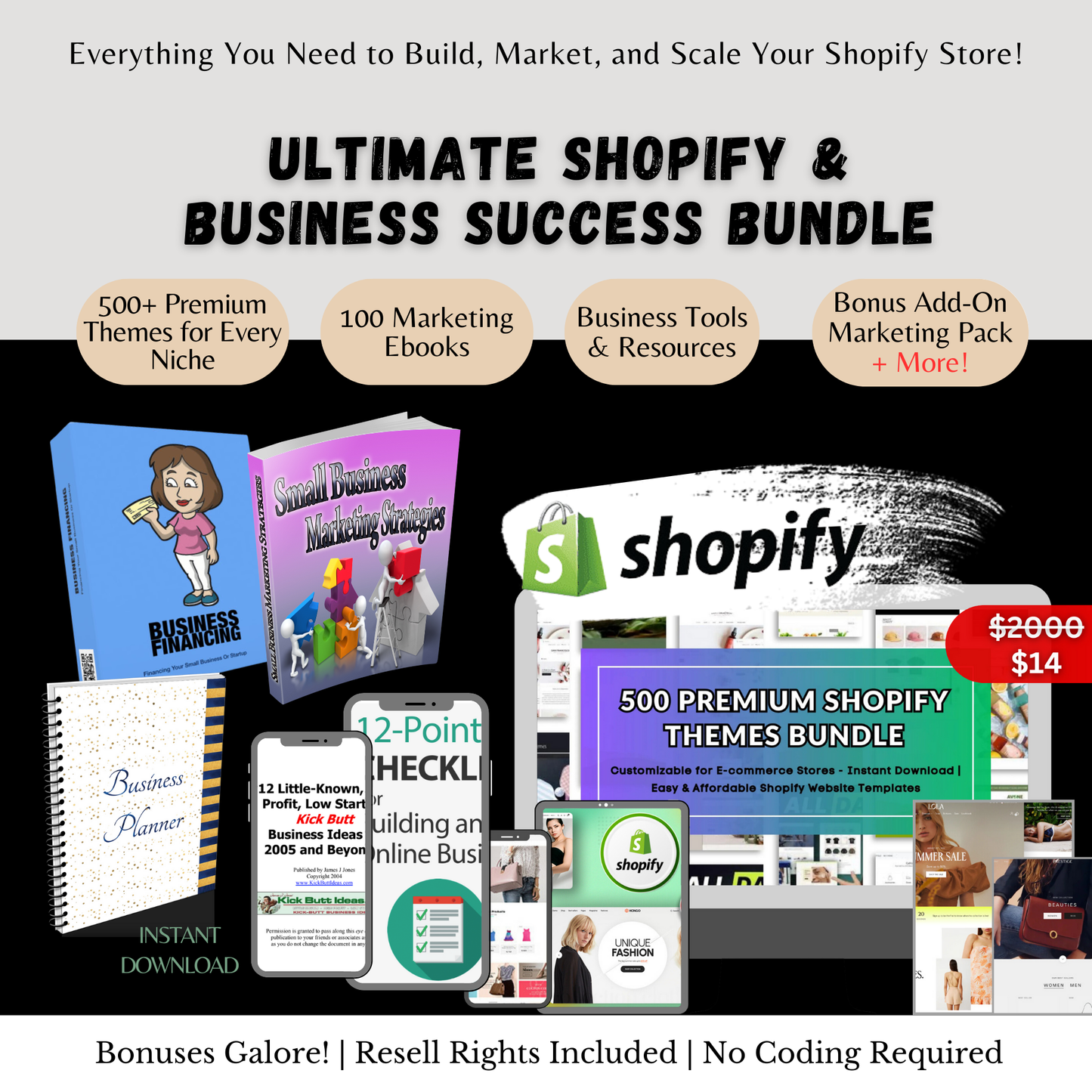 Ultimate Online Business Bundle | 500+ Shopify Themes + 100 Marketing Ebooks + Essential Business Tools - Savvy Spot Online