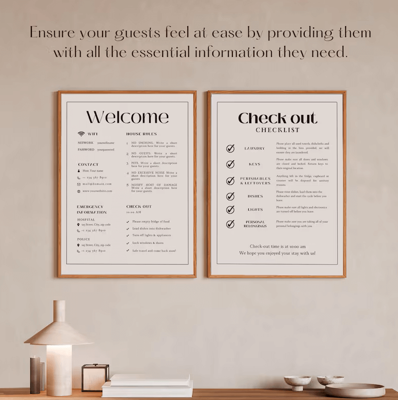 Airbnb Welcome Signs Bundle | 125+ Editable Canva Templates | House Rules, Wifi, Checkout List, Host Guide, Vacation Rental Kit - Savvy Spot Online