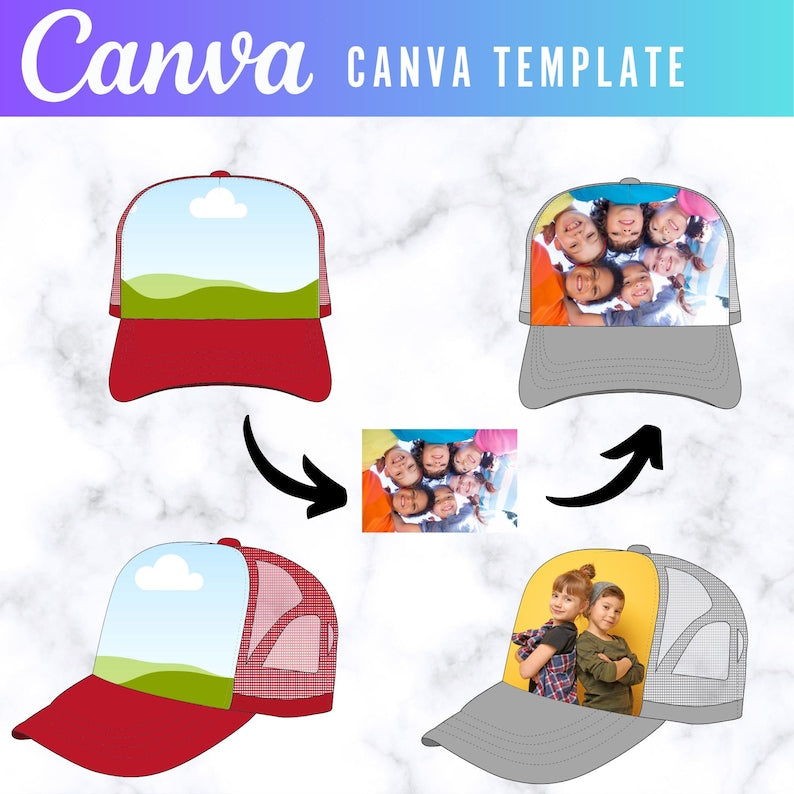 Hat Brim Template SVG | Trucker Hat Template Bundle | Baseball Cap Brim | Canva Hat Template | Cricut Hat SVG | Editable Hat Design