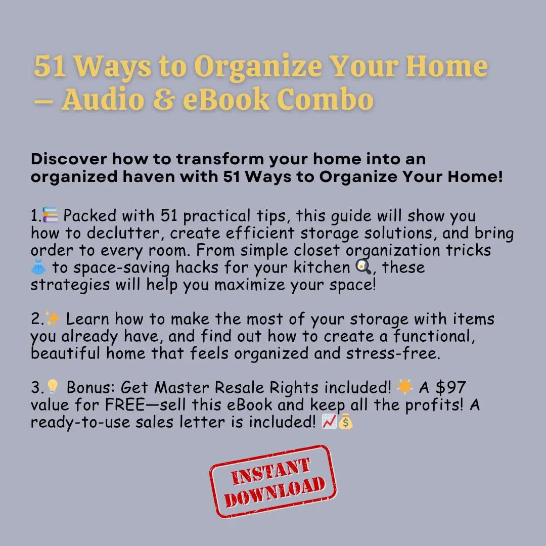 Home Organization Guide - 51 Ways to Declutter & Organize (eBook + Audio Combo) - Savvy Spot Online