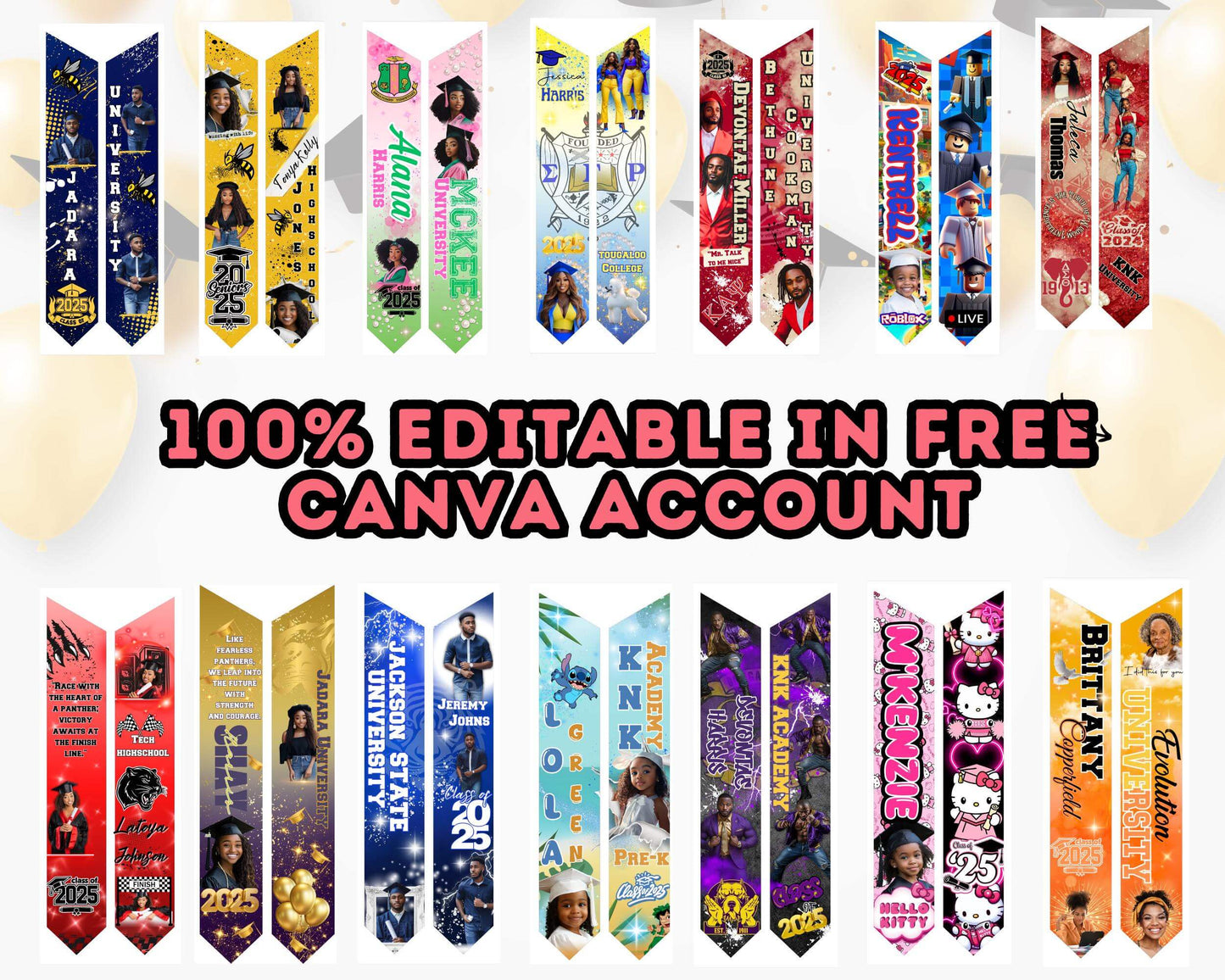 16 Pre-K Graduation Stole Template | Editable Canva Preschool Grad Sash | Customizable 2025 Grad Gift | Digital Download - Savvy Spot Online