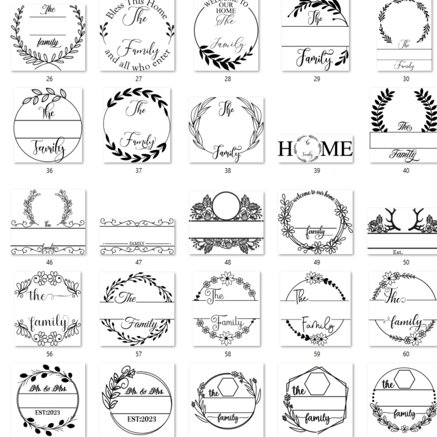 130 Family Monogram SVG Bundle | Last Name Sign SVG | Split Monogram Letters | Wedding Cutting Board SVG,png,dxf,eps | Cricut Silhouette