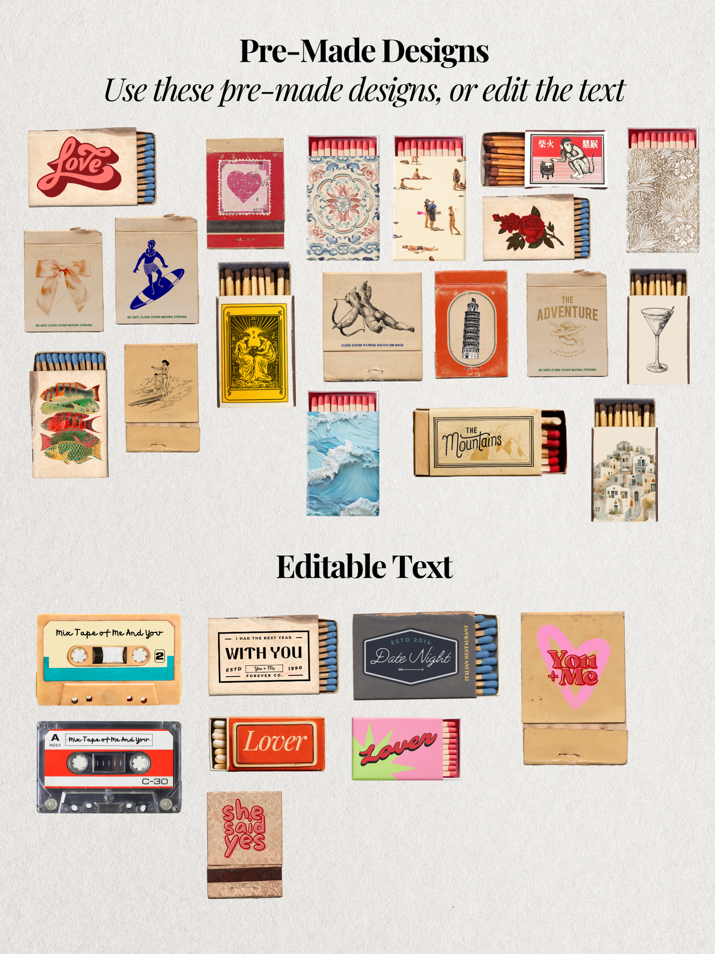 Matchbook Poster Template | Custom Matchbox Art | Canva Printable Wall Art | Valentine's Gift Idea | Anniversary Digital Download - Savvy Spot Online