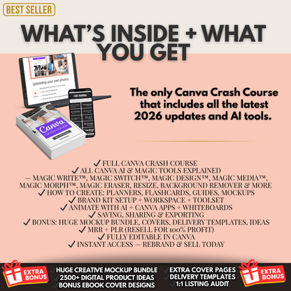 Canva Crash Course for Beginners With MRR & PLR, Done-For-You Canva Training to Rebrand and Resell, Editable Canva Templates +Video Tutorial
