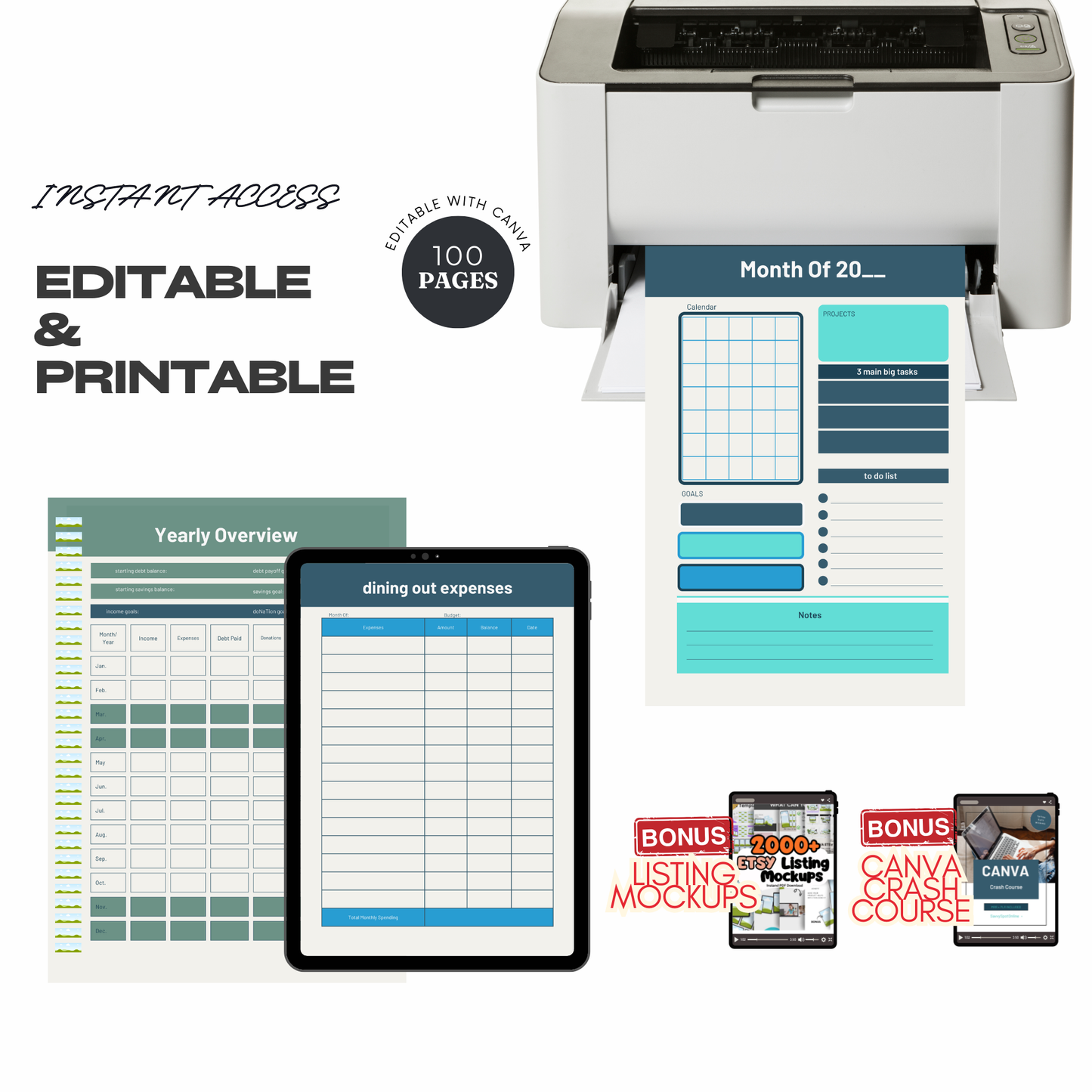 2025–2027 Digital Planner | 100+ Page Canva Template | PLR & MRR Resell Rights | ADHD Life Planner Adult | Printable Organizer Bundle