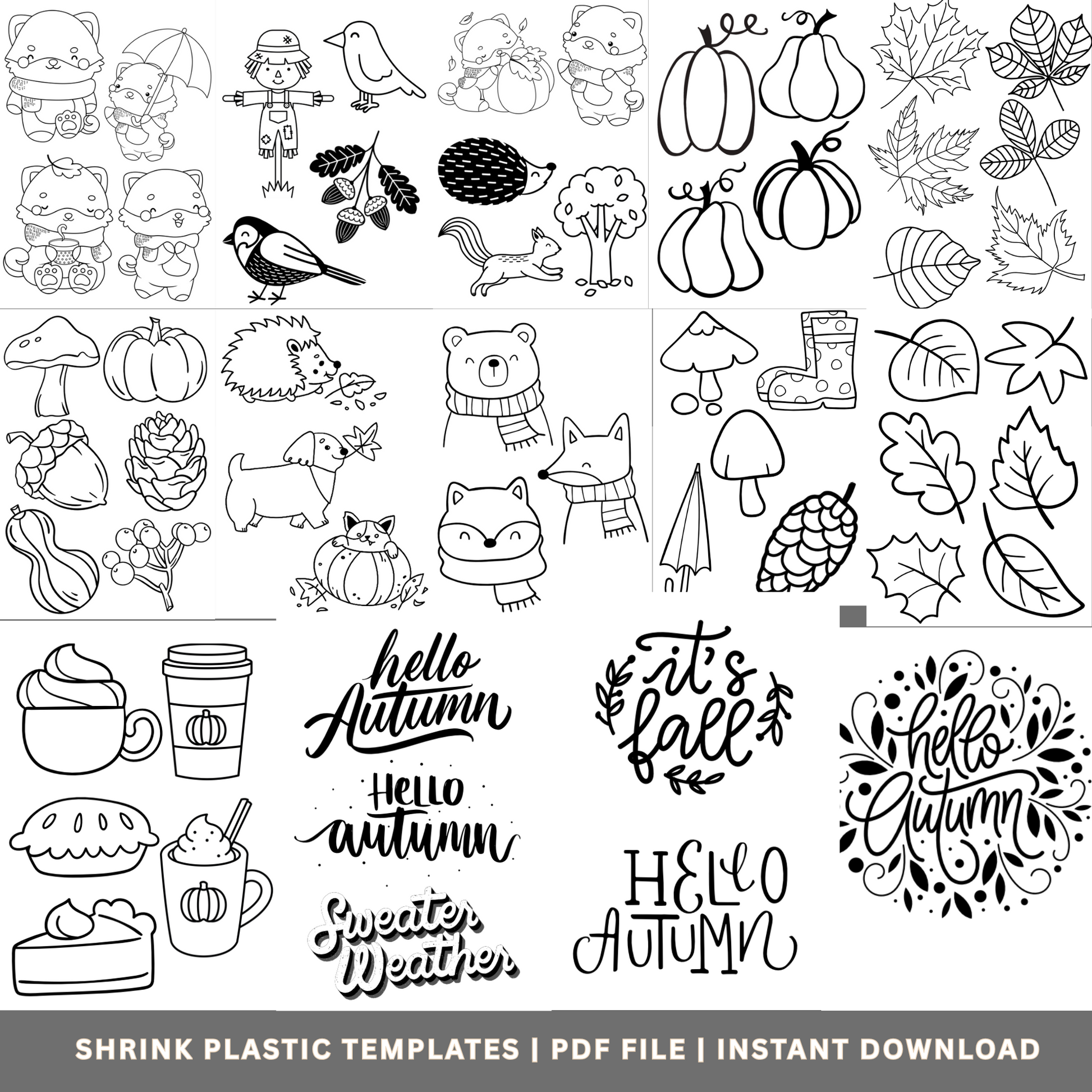 Fall Shrinkets – Shrink Plastic Templates (PDF Instant Download) - Savvy Spot Online