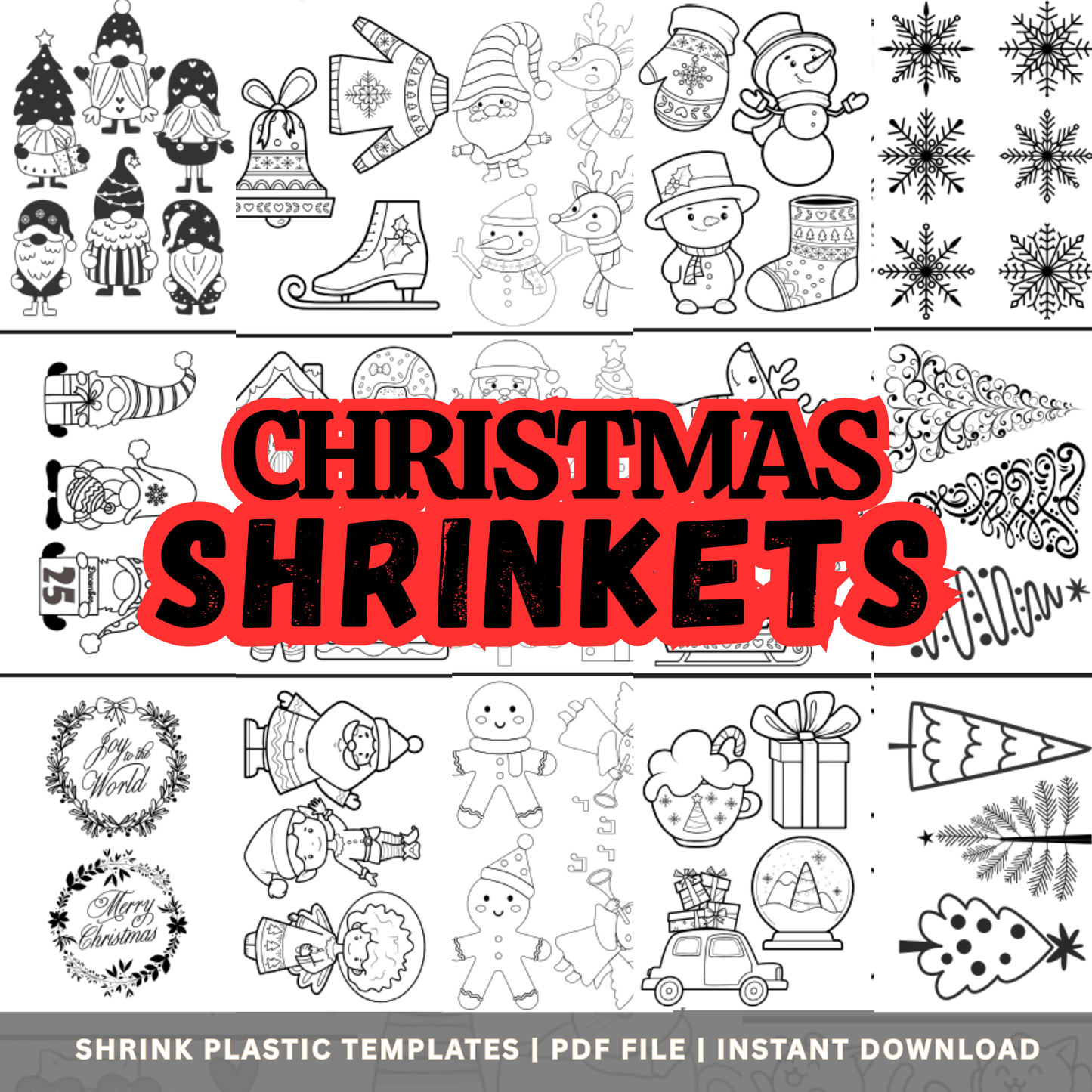 Christmas Shrinkets – Shrink Plastic Templates (PDF Instant Download)