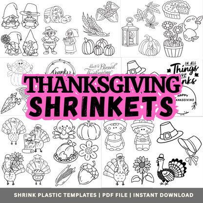 Thanksgiving Shrinkets – 40+ Shrink Plastic Templates PDF | Instant Download | Fall & Harvest DIY Charms, Jewelry and Crafts - Savvy Spot Online