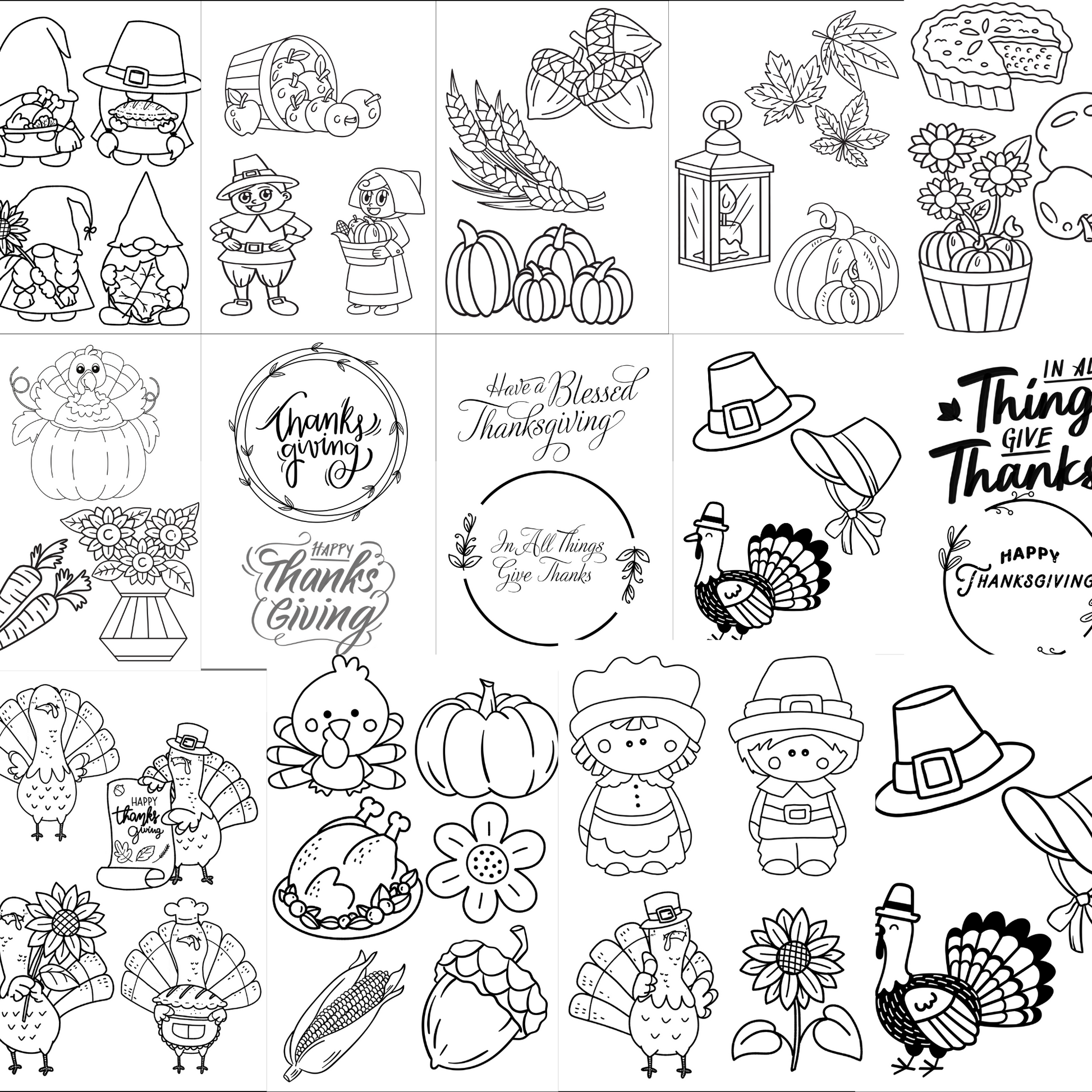 Thanksgiving Shrinkets – 40+ Shrink Plastic Templates PDF | Instant Download | Fall & Harvest DIY Charms, Jewelry and Crafts - Savvy Spot Online