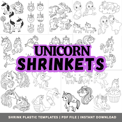 60+ Unicorn Shrinkets – Magical Shrink Plastic Templates | Printable PDF Download | DIY Crafts, Jewelry, Charms & Gifts - Savvy Spot Online