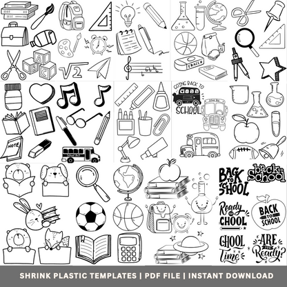 Back to School Shrinkets – 55+ Printable Shrink Plastic Templates (PDF Instant Download) - Savvy Spot Online