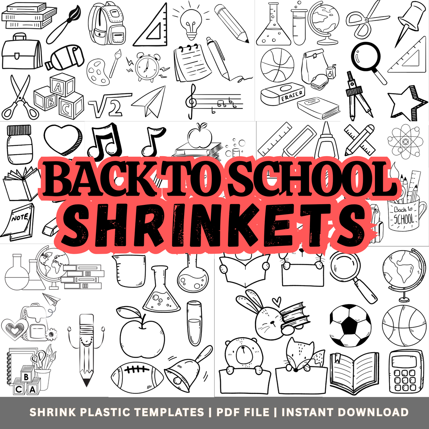 Back to School Shrinkets – 55+ Printable Shrink Plastic Templates (PDF Instant Download) - Savvy Spot Online