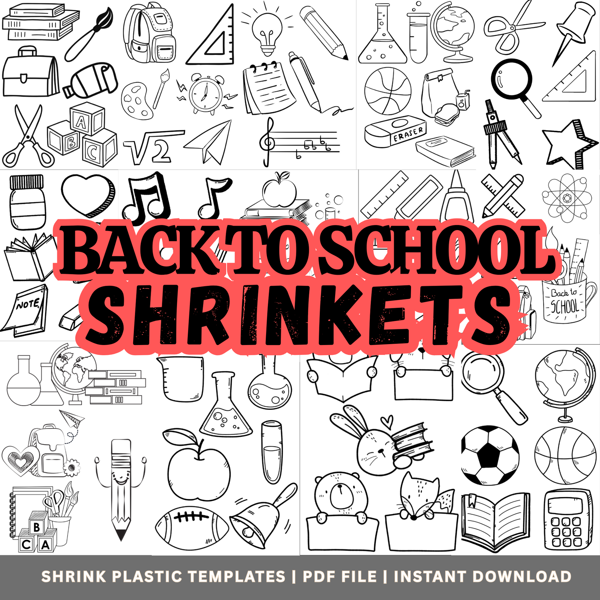 Back to School Shrinkets – 55+ Printable Shrink Plastic Templates (PDF Instant Download) - Savvy Spot Online