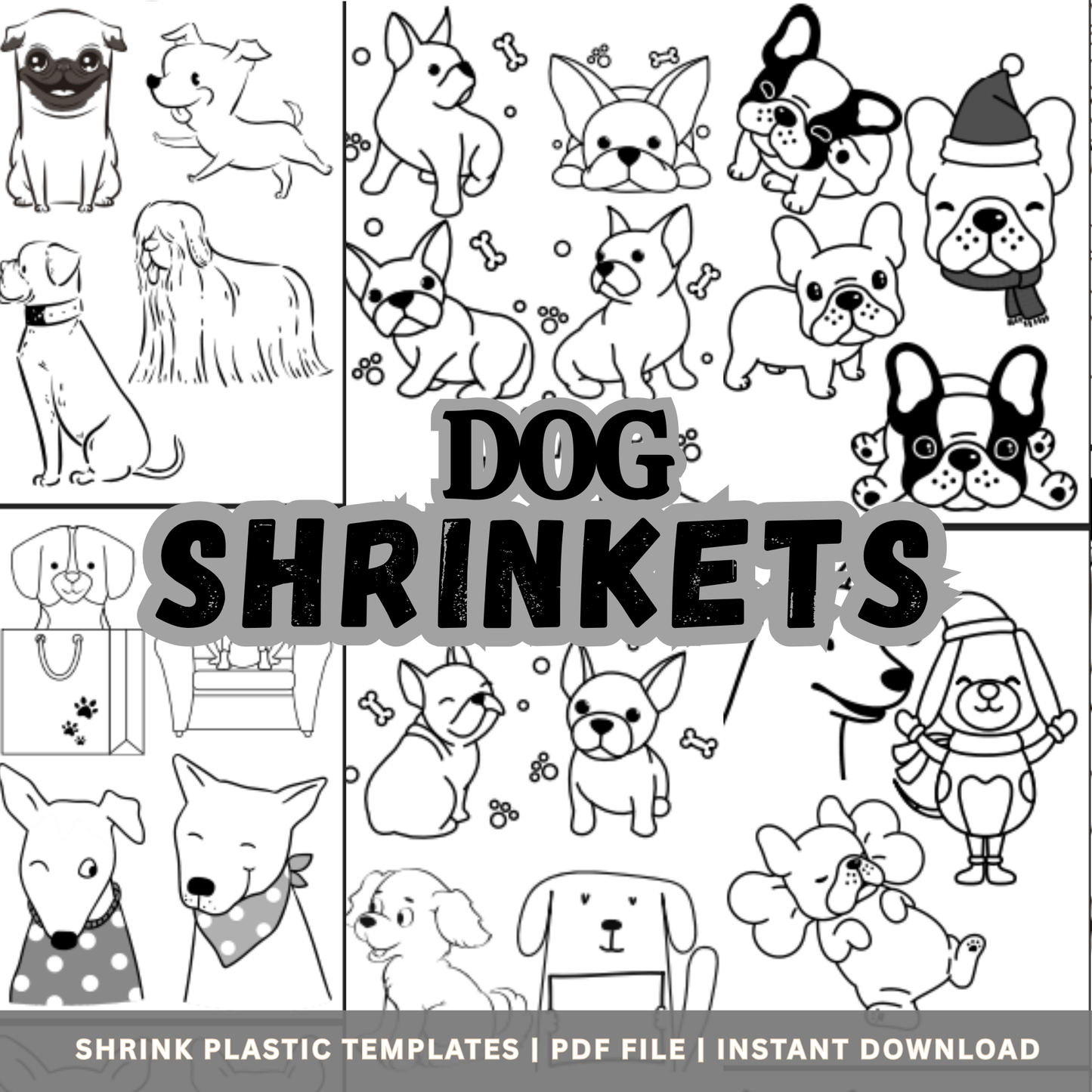 Dog Shrinkets – Shrink Plastic Templates (PDF Instant Download)