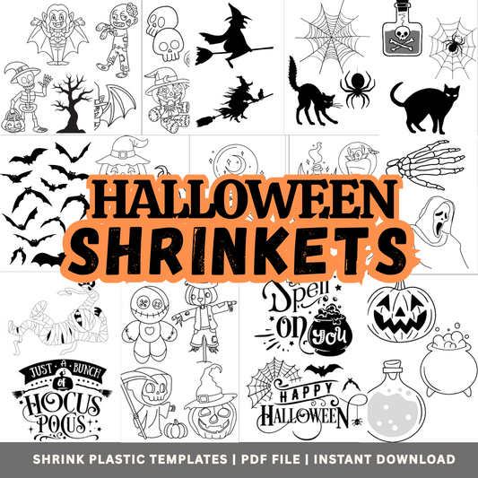 Halloween Shrinkets – 55+ Shrink Plastic Templates PDF | Instant Download | Spooky DIY Charms, Jewelry, Halloween Crafts & Party Favors - Savvy Spot Online