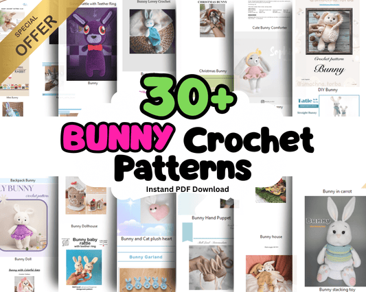 Bunny Crochet Pattern Bundle | Amigurumi, Lovey, Rattle, Slippers (PDF Download)
