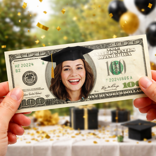 Graduation Money Gift Template – Custom Face on Money Canva Printable (All Denominations)