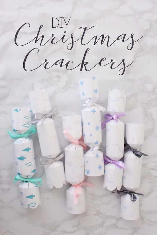 DIY Christmas Crackers Template | Printable Holiday Favors (PDF & Silhouette) displayed in festive designs.