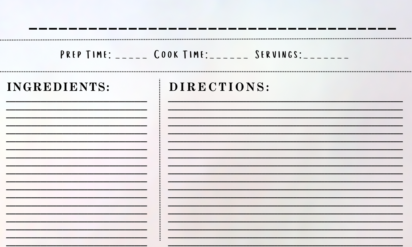 Minimal Recipe Card Template Canva Editable & Printable Handwrite or Type Modern Recipe Card Simple Recipe card Personalized recipe - Savvy Spot Online