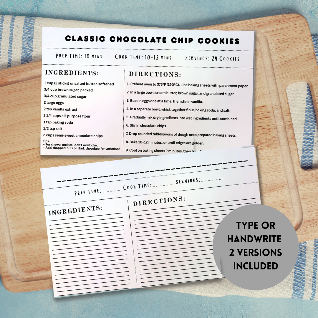 Minimal Recipe Card Template Canva Editable & Printable Handwrite or Type Modern Recipe Card Simple Recipe card Personalized recipe - Savvy Spot Online