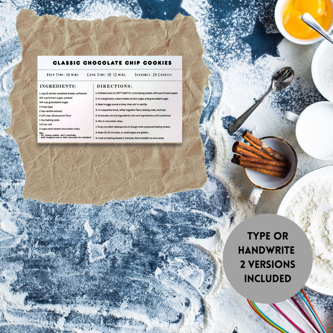 Minimal Recipe Card Template Canva Editable & Printable Handwrite or Type Modern Recipe Card Simple Recipe card Personalized recipe - Savvy Spot Online