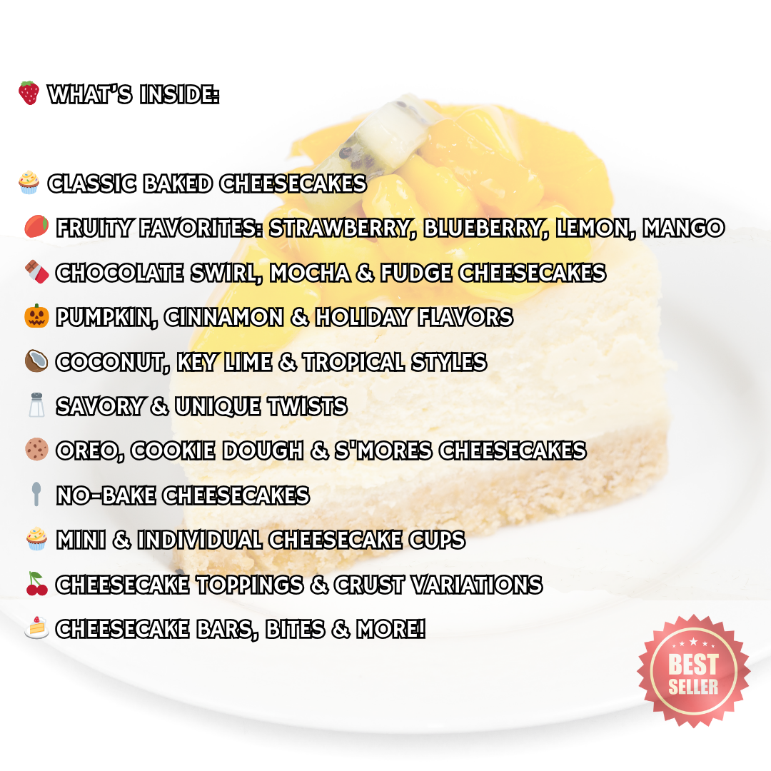 95+ Cheesecake Recipes | Baked, No-Bake, Mini & More (Digital Instant Download) - Savvy Spot Online