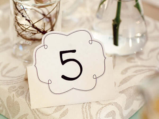 DIY Wedding Table Numbers – Printable Bracket Frame Decor (png, svg, pdf) showing a table number card with the number 5.