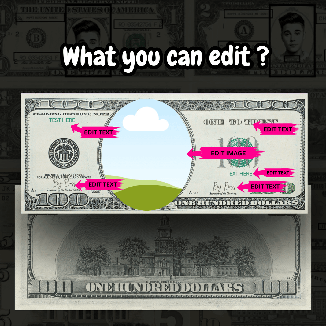 Editable Dollar Bill Template – Custom Face on Money Canva Printable ...