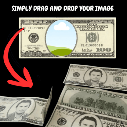 Custom Dollar Bill Template Bundle – 1, 2, 5, 10, 20, 50, 100, 500, 1000 – Editable Face on Money – Canva Printable Download