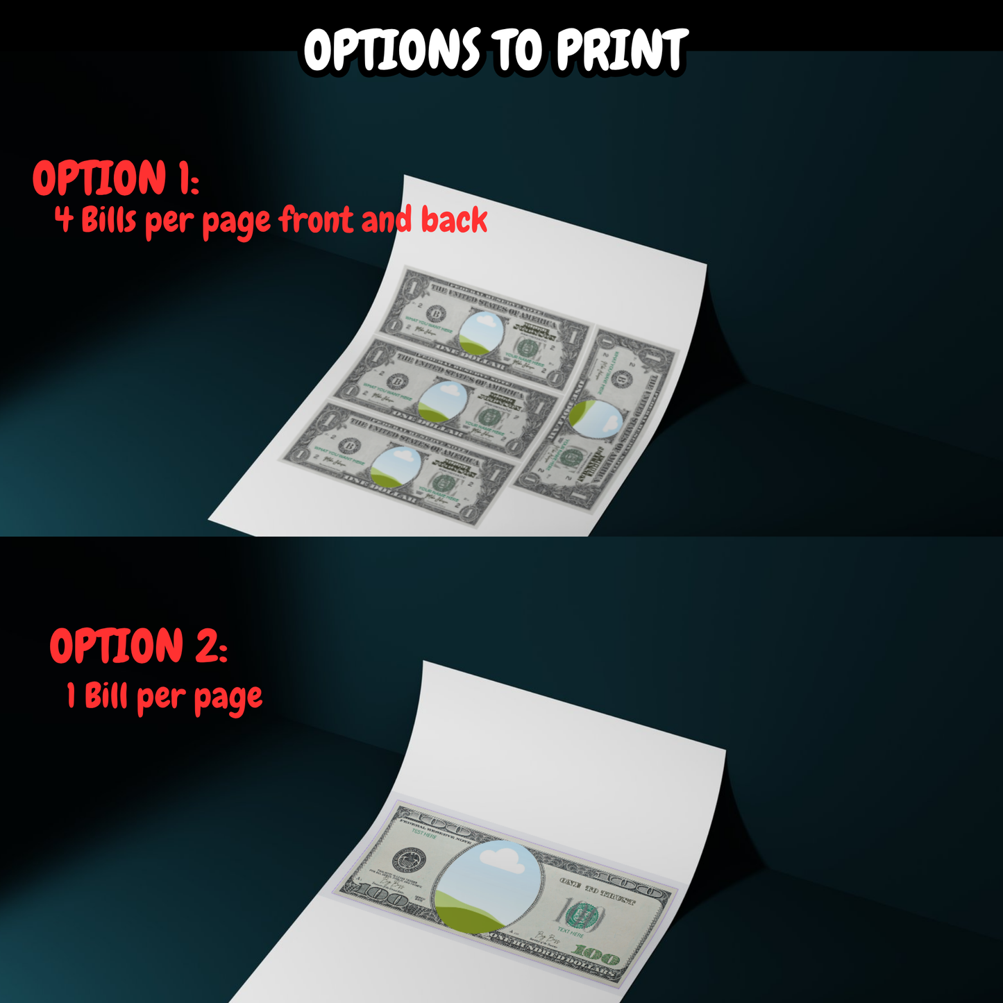 Custom Dollar Bill Template Bundle – 1, 2, 5, 10, 20, 50, 100, 500, 1000 – Editable Face on Money – Canva Printable Download