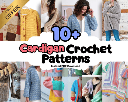 10+ Crochet Cardigan & Sweater Patterns Bundle (PDF Patterns)