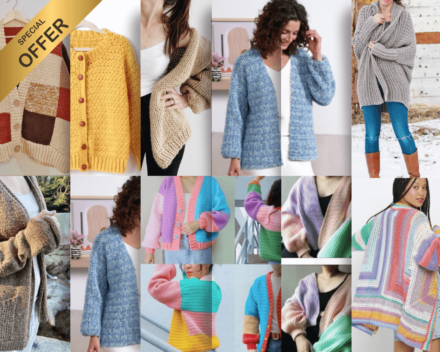 10+ Crochet Cardigan & Sweater Patterns Bundle (PDF Patterns)