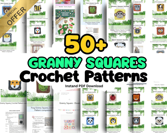 50+ Granny Square Crochet Patterns Bundle (PDF Patterns)