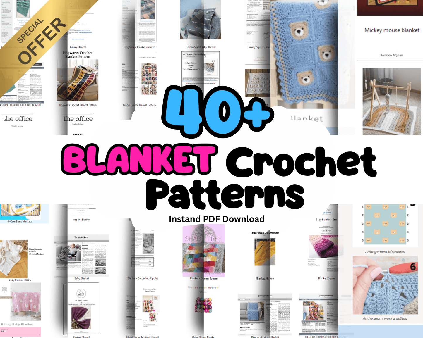 40+ Crochet Blanket Patterns Bundle (PDF Patterns)