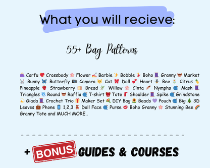 55+ Crochet Bag Patterns Bundle (PDF Patterns)