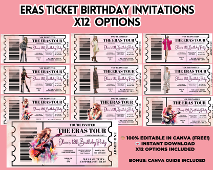 Eras birthday party, Printable T.S. Taylor birthday invite music Birthday Invitation editable my bday era, Birthday Era Invitation - Savvy Spot Online