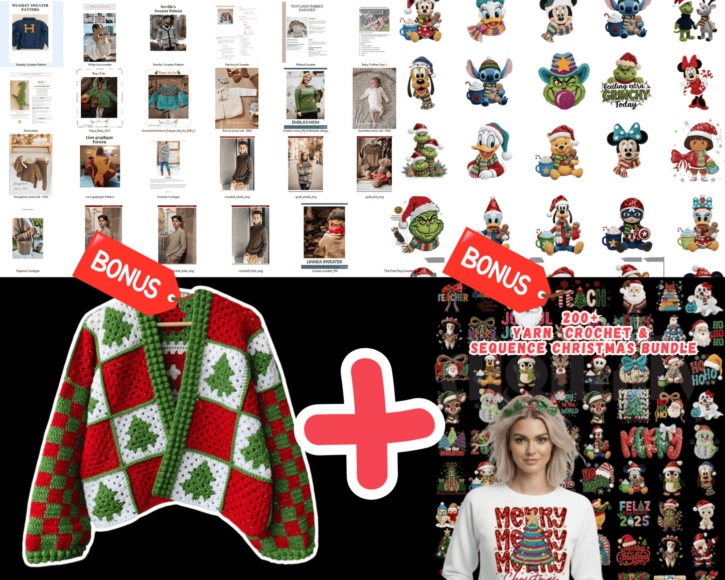 25+ Crochet Sweater Patterns PDF Bundle | Christmas Cardigan, Chunky, Pet Sweaters