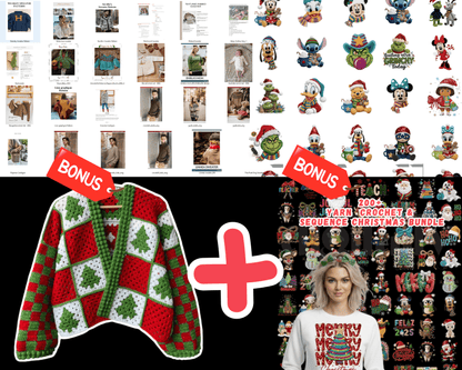 25+ Crochet Sweater Patterns PDF Bundle | Christmas Cardigan, Chunky, Pet Sweaters
