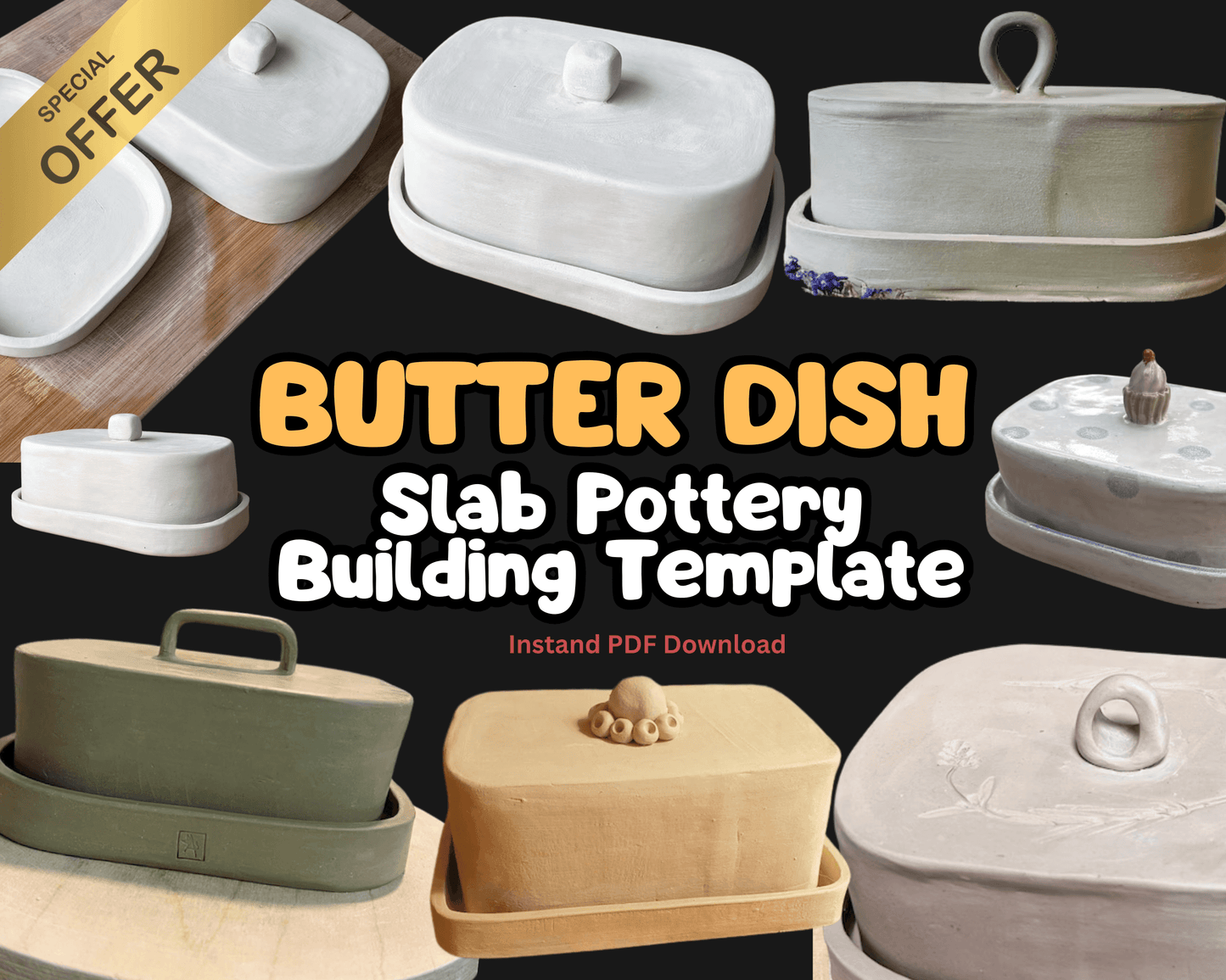 Pottery Butter Dish Template • Slab Building PDF Pattern (DIY Printable)