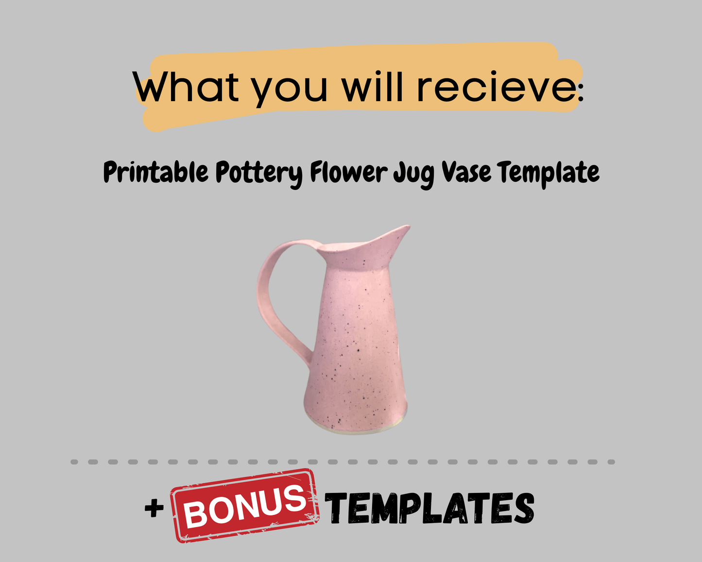 Printable Pottery Flower Jug Template with Step-by-Step Video | Slab Clay Vase Tutorial | DIY Ceramic Vase PDF