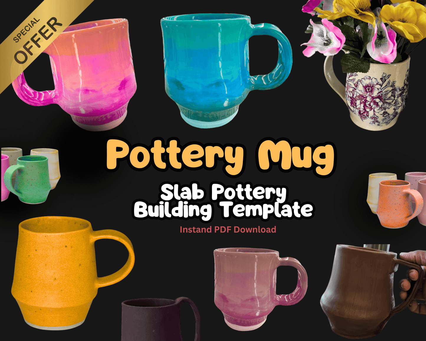 Pottery Mug Template • Slab Building PDF Pattern (DIY Printable)