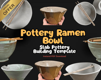Ramen Bowl Pottery Template — Slab Pottery PDF | DIY Handmade Ceramic Bowl for Beginners