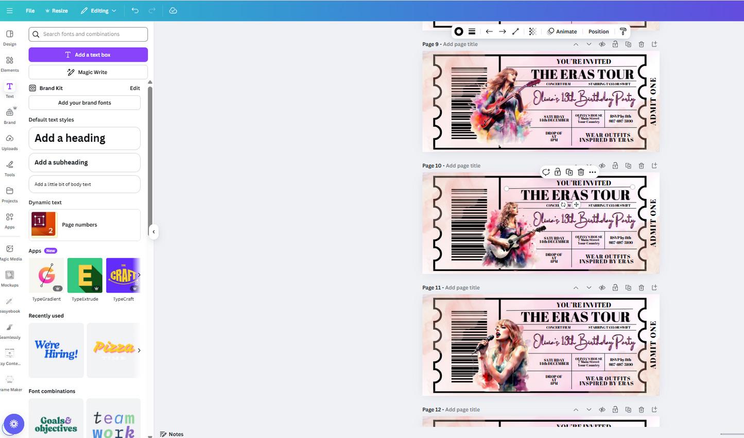 Eras birthday party, Printable T.S. Taylor birthday invite music Birthday Invitation editable my bday era, Birthday Era Invitation - Savvy Spot Online