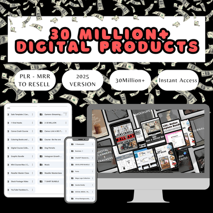 Massive digital products bundle for resell with PLR and MRR