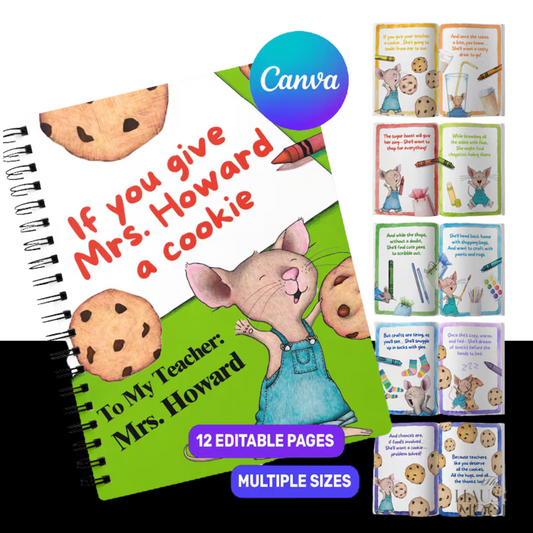 Editable Teacher Gift Book | If You Give Your Teacher a Cookie | Canva Template | End of Year Printable | Instant Download