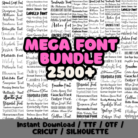 Huge Font Bundle 2500+ – Handwritten, Script, Calligraphy, Modern, Cricut, Canva and Procreate Fonts for DIY Crafts, Logos & Scrapbooking