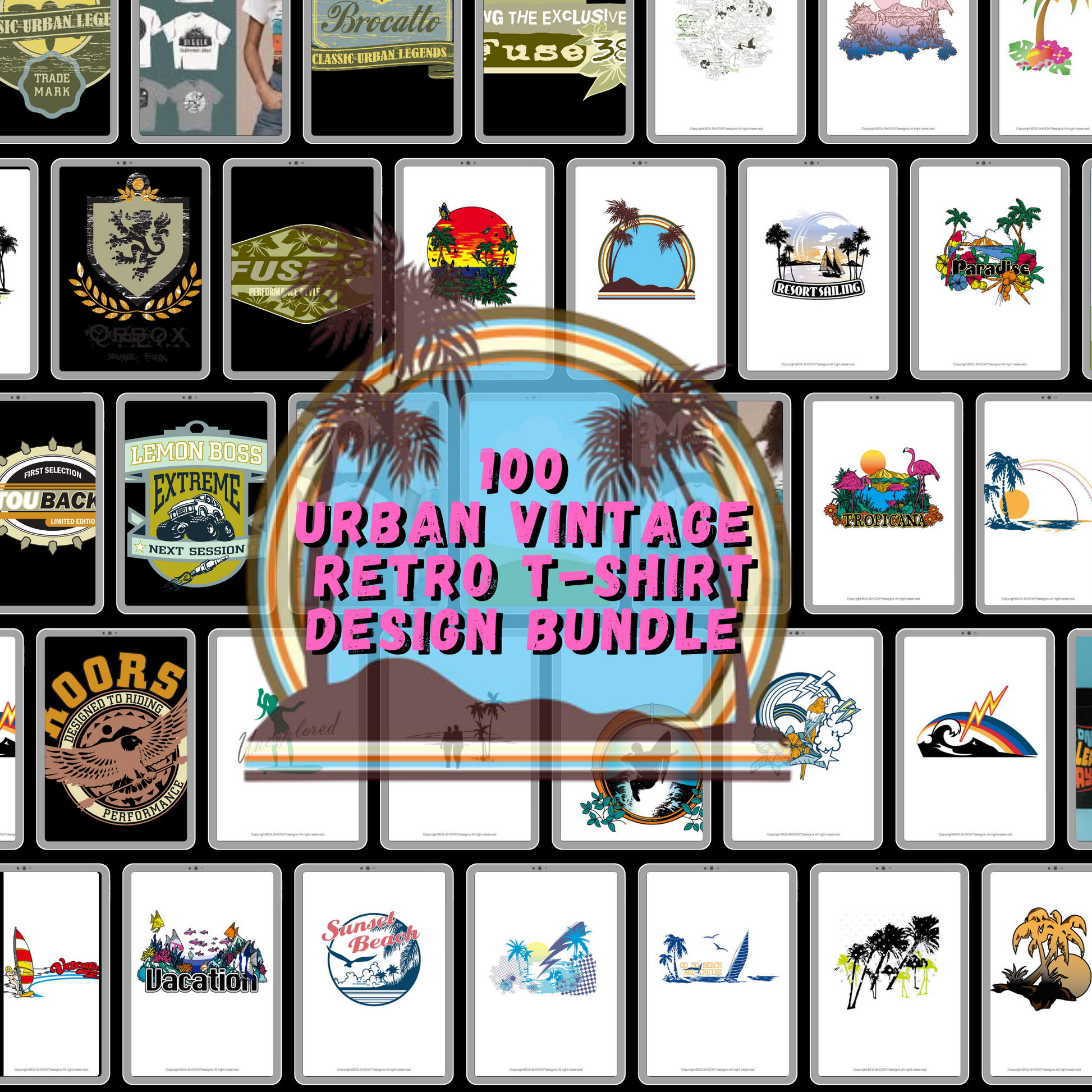100 Urban Vintage Retro T-Shirt Design Bundle - Volume 1 - Savvy Spot Online